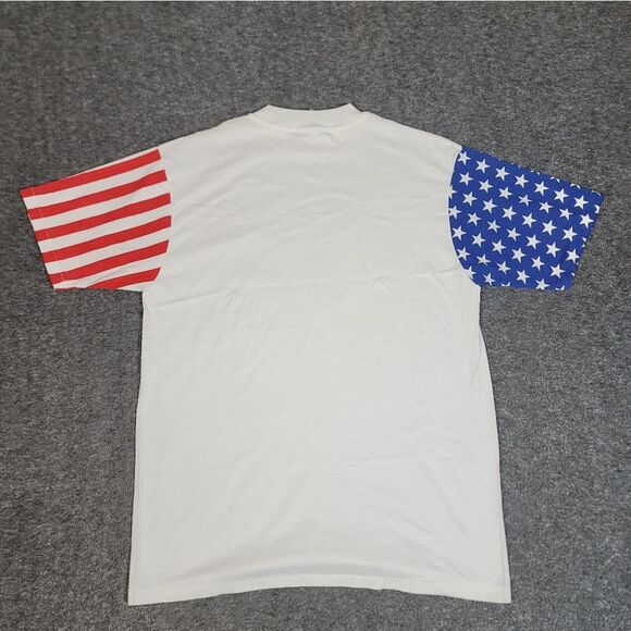 Vtg 90's L.A. Sportwear Amrica Flag Crewneck Mens T-Shirt Size L Single Stitch - Picture 2 of 11